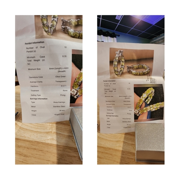 NWT genuine Peridot hoop  earrings - Picture 5 of 9